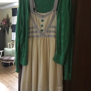 Matilda Jane Light yellow dress and green sweater